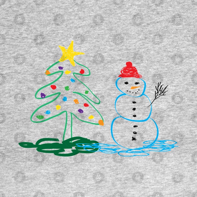 Ugly Christmas tree and snowman by grafart